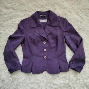 Vintage Y2K Max Mara Blazer Purple Silk Cotton Tailored Peplum Italy Luxury Twee